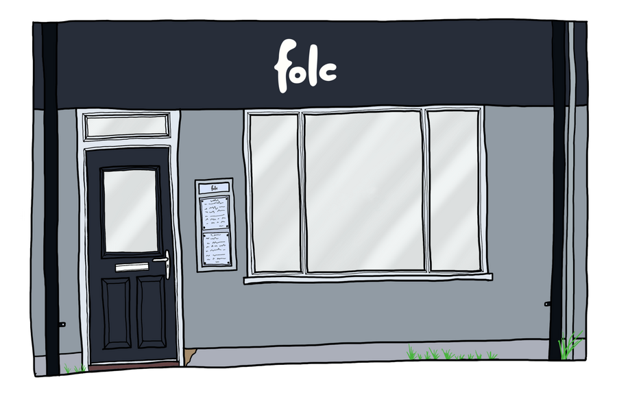 Illustration of the Folc Studio shop front